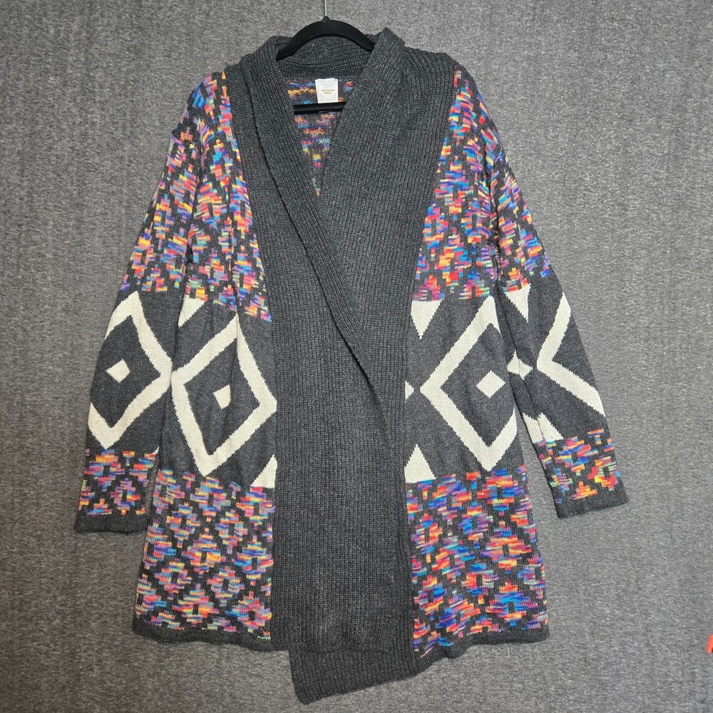 Northern Angel Cardigan Medium Aztec Multicolored Long Sweater Southwest Design‎